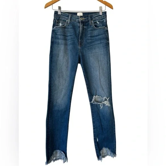 Jonathan Simkhai Womens River Distressed High Rise Straight Leg Jeans - Picture 4 of 16